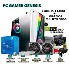 Computadora Gamer Genesis Core i5 11400F RAM 16GB SSD 500GB RTX 3060 12GB