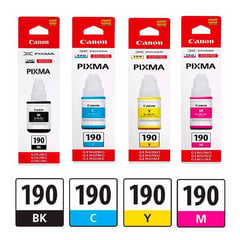 CANON - Kit 4 Tintas GI-190 GI-190BK GI-190C GI-190M GI-190Y JUEGO