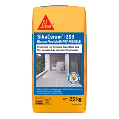 SIKA - Pegamento para Porcelanatos Impermeable Sikaceram®-203 Blanco x25kg
