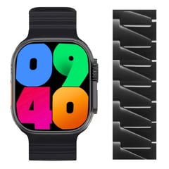 Combo Smart Watch W69 Plus Ultra Y Correa Small Square Color Negro