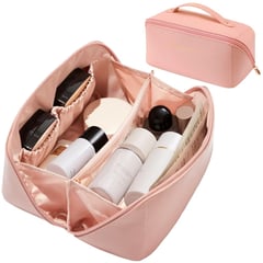 MINARI - Cosmetiquero de Cuero Pu Neceser de Maquillaje Elegante Rosado 447N