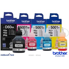 BROTHER - Tinta BT5001 - BTD60 Kit x4 Colores CMYBK