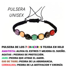 GENERICO - PULSERA DE 7 CHACKRAS TEJIDO EN HILO NEGRO