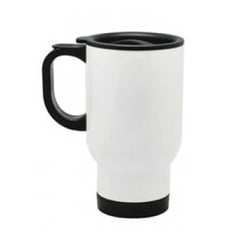 GENERICO - Mug Vaso de acero inoxidable BLANCO Capacidad 450 ml base negra