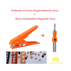 GENERICO - KIT Perforador Canto Melamina Tapa Tornillos + Avellanador 3mm