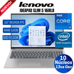 LENOVO - Laptop IdeaPad Slim 5 16IRL8 16" WUXGA IPS, Core i7-13620H,13va, Ram 16GB,SSD 512GB, Free Dos