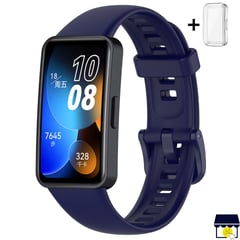 GENERICO - Correa de silicona para Huawei Band 8 + Case - Azul Oscuro