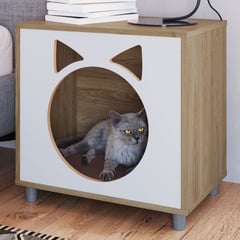 GENERICO - Casa para Gatos - Cat House Blanco y Rovere