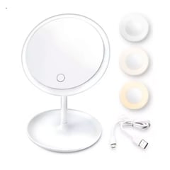 IMPORTADO - Mini Espejo De Baño Tocador Con iluminaciòn Led Tactil Blanco