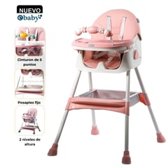 EBABY - Silla de Comer Plegable Doble bandeja LULU Rosado