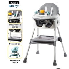 EBABY - Silla de Comer Plegable Doble bandeja LULU Gris