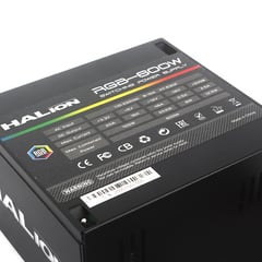 HALION - Fuente de Poder RGB-600W ATX Ventilador silencioso de 120mm RGB