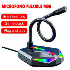 IMPORTADO - Micrófono Gamer RGB Condensador para PC con USB 2.0 - Negro