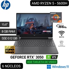 HP - GAMER VICTUS 15-FB0128LA AMD RYZEN 5 5600H 15.6” FHD IPS 144 Hz 8GB RAM 512GB SSD RTX 3050 4GB W11