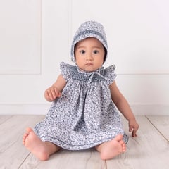 B&B BABY & BABY BY INNOVA BABY - CONJUNTO DE VESTIDO ARABELLA AZUL BLANCO BEBE NIÑA ALGODÓN PIMA BABY AND BABY