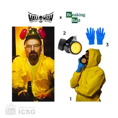 GENERICO - Disfraz Halloween Traje Breaking Bad Amarillo Talla m mascara de gas