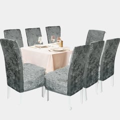 SALA FABULOSA - Funda de silla 8 piezas terciopelo brilloso - Gris