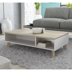 VENTITAS HOME - Mesa de Centro Vintage Gina 110cm  Niebla y Blanco