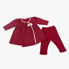 B&B BABY & BABY BY INNOVA BABY - SET DE 2 PIEZAS POLO KIMONO Y LEGGING GUINDA BEBE NIÑA BABY AND BABY