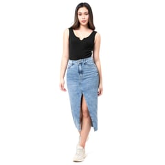 SQUEEZE - Falda Lar Denim Stretch Mujer Idrisi