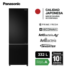 PANASONIC - Refrigeradora Bottom Freezer BV361 332L Inverter Color Negro Espejado