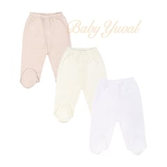 BABY YUVAL - Pack 3 pantalones con pie algodón pima Colección Teddy