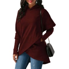 BONVERANO - Blusa de mujer con capucha Rojo vino.