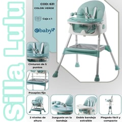 EBABY - Silla de Comer para bebe Plegable Doble bandeja LULU