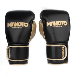 MAKOTO - GUANTES DE BOXEO BASIC NEGRO DORADO 14OZ