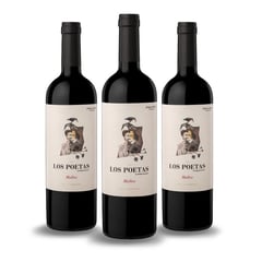 Pack 3 Vino Tinto Los Poetas Malbec