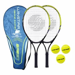 GENERICO - Set 2 Raquetas de Tenis + 3 Pelotas Junior Amarillo