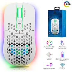 MICRONICS - Mouse Inalambrico Warrior Gm828rx White Rgb