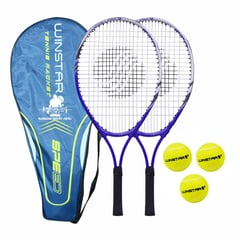 GENERICO - Set 2 Raquetas de Tenis + 3 Pelotas Junior Azul