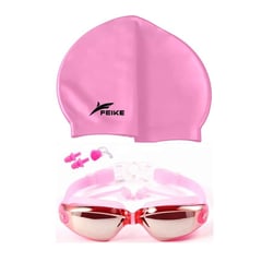 FEIKE - Lentes Natación Rosados HD Protección UV y Gorro de Silicona