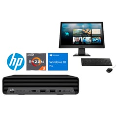 HP - PC Pro Desk 405 Ryzen 3 Pro, 8GB RAM, 256GB SSD, Windows10 Pro con Monitor 18".