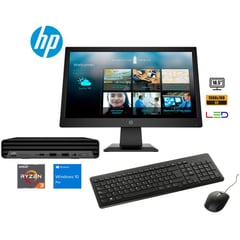 HP - PC Pro Desk 405 Ryzen 3 Pro, 8GB RAM, 256GB SSD, Windows10 Pro con Monitor 18".