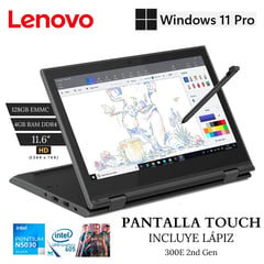 LENOVO - Laptop 11.6" HD 300E 2DA GEN 2 en 1 Intel Pentium Silver N5030 4GB RAM /128GB EMMC Pan. Touch
