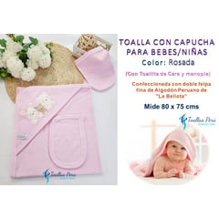 OEM - Toalla con Capucha Bebé-Niña - Rosada Algodón La Bellota