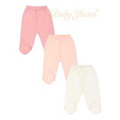 BABY YUVAL - Pack 3 pantalones con pie algodón pima Colección Andrea