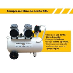 PTK - COMPRESORA LIBRE DE ACEITE DE 50L