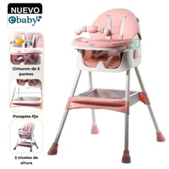 EBABY - Silla de Comer Lulu 631 Rosado Con 2 Niveles de Altura