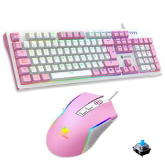 ANTRYX - COMBO GAMER PINK TECLADO MECANICO MOUSE GC-5400 SWITCH AZUL