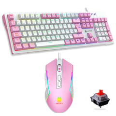 ANTRYX - COMBO GAMER PINK TECLADO MECANICO MOUSE GC-5400 SWITCH ROJO