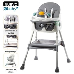 EBABY - Silla de Comer Lulu 631 Gris Con 2 Niveles de Altura