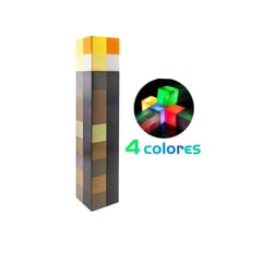 GENERICO - LÁMPARA LED DE 4 COLORES, ANTORCHA MINECRAFT BATERIA RECARGABLE