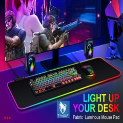 T WOLF - Mouse Pad Gamer Rgb P2 Retro Iluminada XL 80cmx30cmx03mm