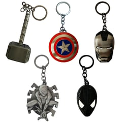 MARVEL - Colección de 5 Llaveros de Metal – Avengers – Spider-Man –