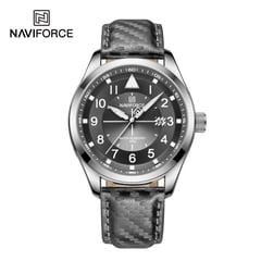 NAVIFORCE - Reloj Hombre NF8022 PLATA Analógico Cuero Deportivo Elegante