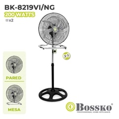 BOSSKO - Ventilador de 5 Aspas 3 en1 De 18? 200W BK-8219VI/NG - Negro
