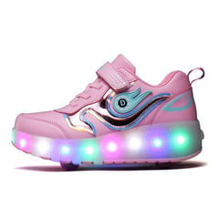 GENERICO - Zapatillas con ruedas y luces LED recargables con USB niñas y niños